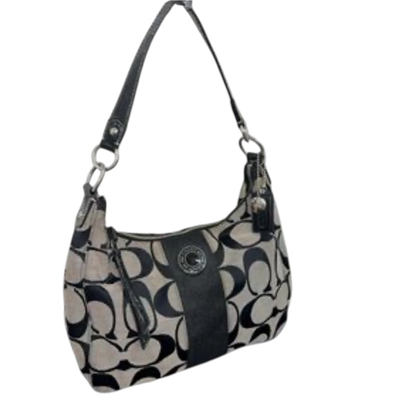 Coach Black and Tan Signature Shoulder Bag - Picture 1 of 6